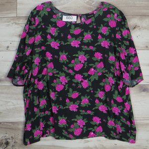 Who What Wear*Women's Short Sleeve Boat Neck Curved Hem Pullover Blouse~Size XXL